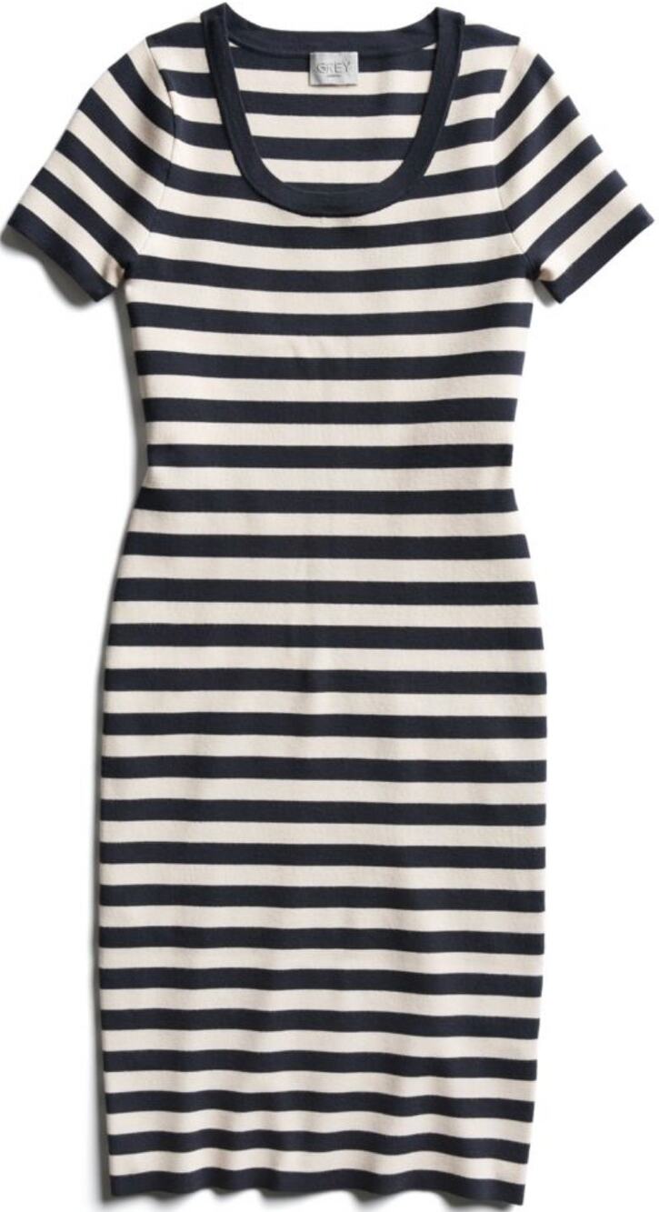 Jason Wu GREY Dress T Shirt Bodycon Striped Short Sleeve Scoop Pink Black Small
